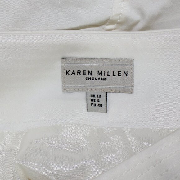 Karen Millen England  white black lace pencil lining skirt side zip size 8 - Picture 4 of 8